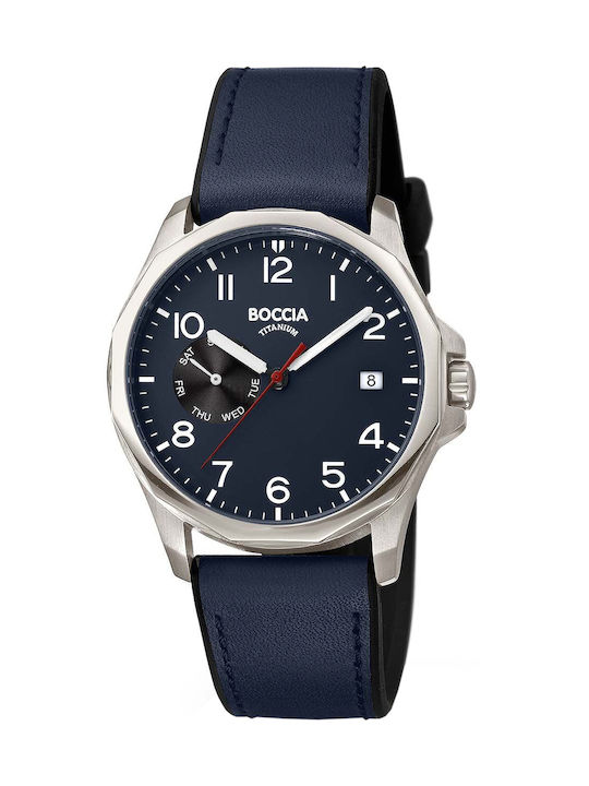 Boccia Uhr Chronograph Batterie mit Blau