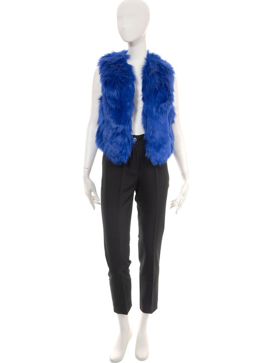 Women's Sleeveless Short Fur Blue