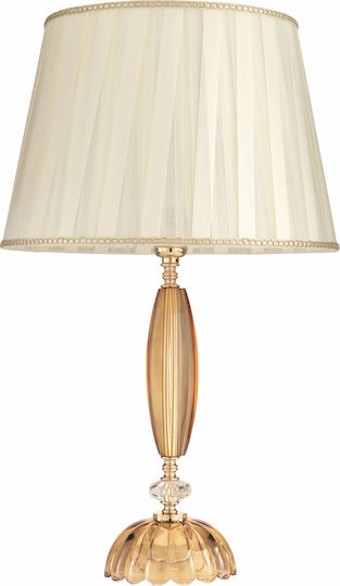 Ondaluce Cecilia Crystal Table Lamp for Socket E27 with Beige Shade and Honey Base