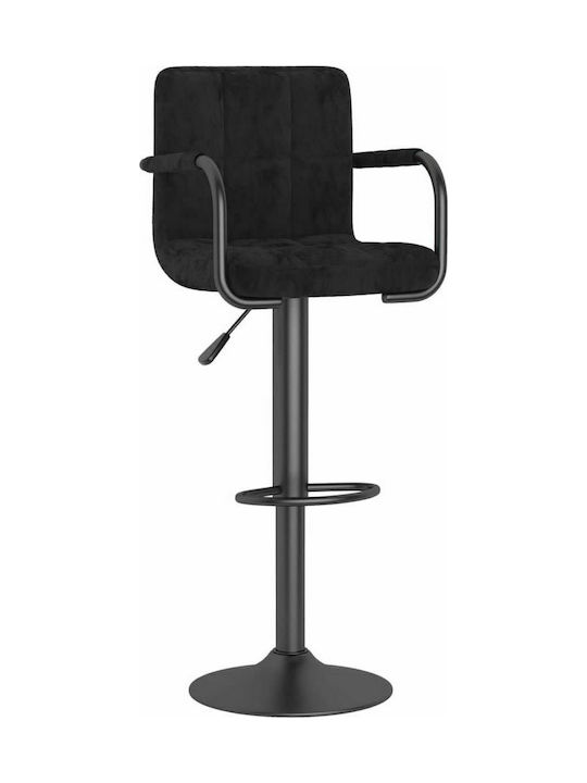 Stool Bar with Back & Adjustable Height Black Velvet-Black Metal 48x47x90-111cm