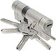 Scorpion Κύλινδρος Κλειδαριάς Ασφαλείας 76mm (31-45) με 1 Κλειδιά Ασημί