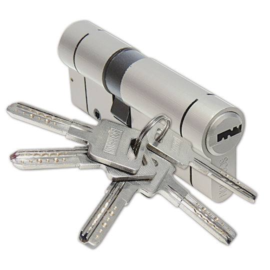 Scorpion Κύλινδρος Κλειδαριάς Ασφαλείας 76mm (31-45) με 1 Κλειδιά Ασημί