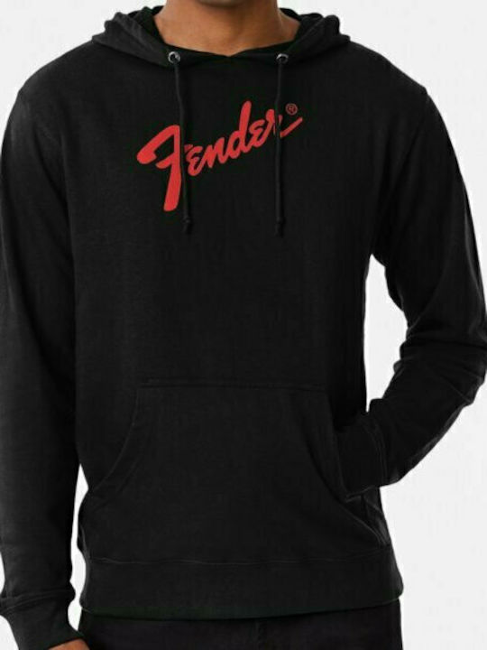 Fender Red Pegasus Sweatshirt with Hood in Black color