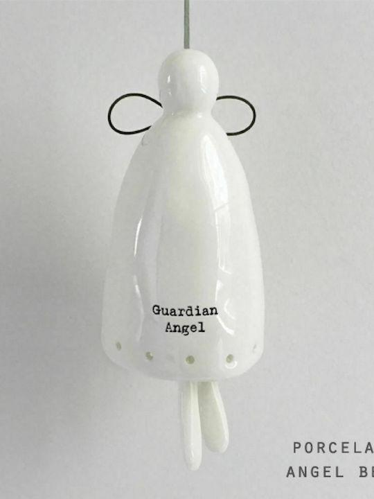 Synchronia Christmas Ceramic Figure Bell White Bell White Height 10.5cm Guardian Angel