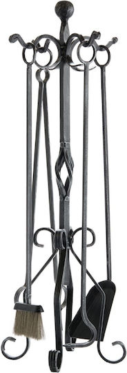 Zogometal Fireplace Tool Set with Stand Holder Black Patina Copper Patina
