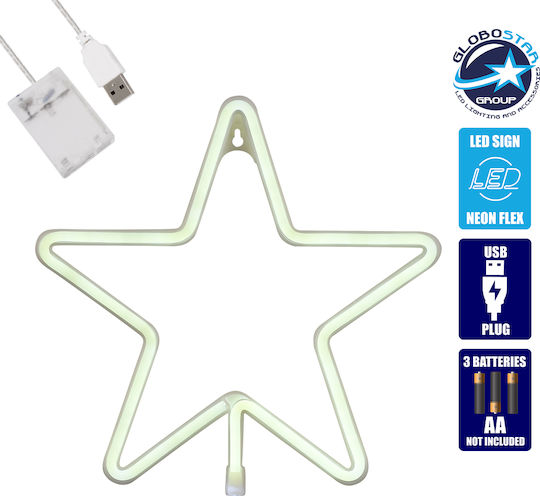 GloboStar Crăciunesc Decorativ Suspendata Stea cu lumină LED Plastic Alb 27.5x1.5x27.5buc 1buc