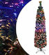 Christmas Slim Green Tree with Metallic Base and Optical Fibers Lighting H180cm