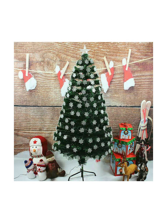 Christmas Green Tree with Metallic Base H210pcs with Multicolored Lights Snowflakes