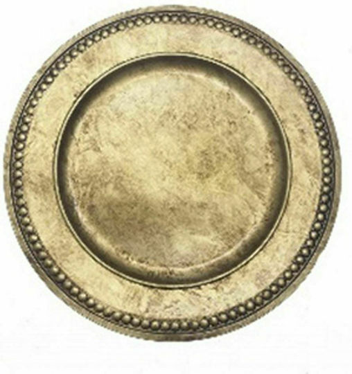 Iliadis Dekorative Platte Rund Kunststoff Golden 1Stück 33x33cm