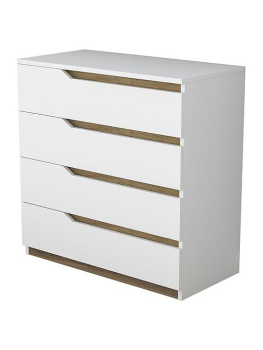 Verena Wooden Chest of Drawers with 4 Drawers White / Walnut 80x47x92cm
