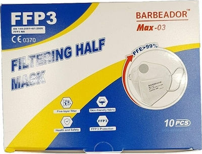 Max Barbeador Max-03 Filtering Half Μάσκα Προστασίας FFP3 σε Γκρι χρώμα 1τμχ