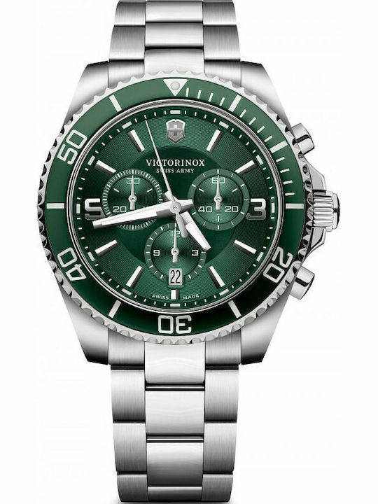 Maverick Men's Watch 44mm Chronograph Battery with Silver Stainless Steel Bracelet