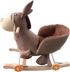 Perfectoys Fabric Rocking Toy Donkey for 36+ months with Wheels Gray