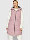 Lang Damen Ärmellos Puffer Jacke für Winter Rosa