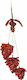 Hanging Ornament Pine Plastic Red Set 6pcs