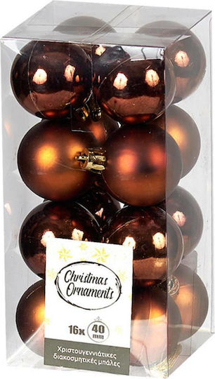 Ornament suspendat Glob Plastic Cupru 4buc Set 16buc