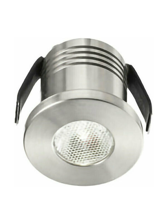 Gea Luce Glam Round Metallic Recessed Spot with Integrated LED and Natural White Light Silver 3.5x3.5cm. 1pcs