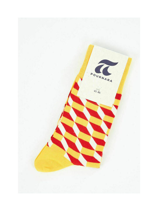 Pournara Men's Patterned Socks Yellow