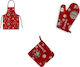 Mc Decor Set of Christmas Kitchen Aprons 3pcs with Glove