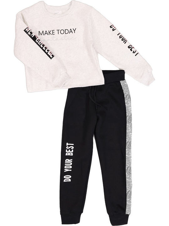 New College Kids Sweatpants Set Ecru 2pcs