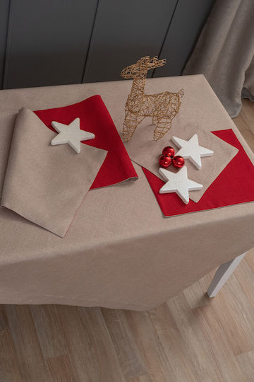 Palamaiki CD01 Christmas Tablecloth Fabric Beige L180xW140cm.