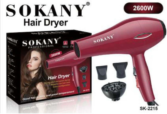 Sokany Hair Dryer with Diffuser 2600W Red