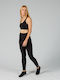 Glow Active 17-21007 Running Γυναικείο Cropped Κολάν Γυαλιστερό & Ψηλόμεσο Μαύρο