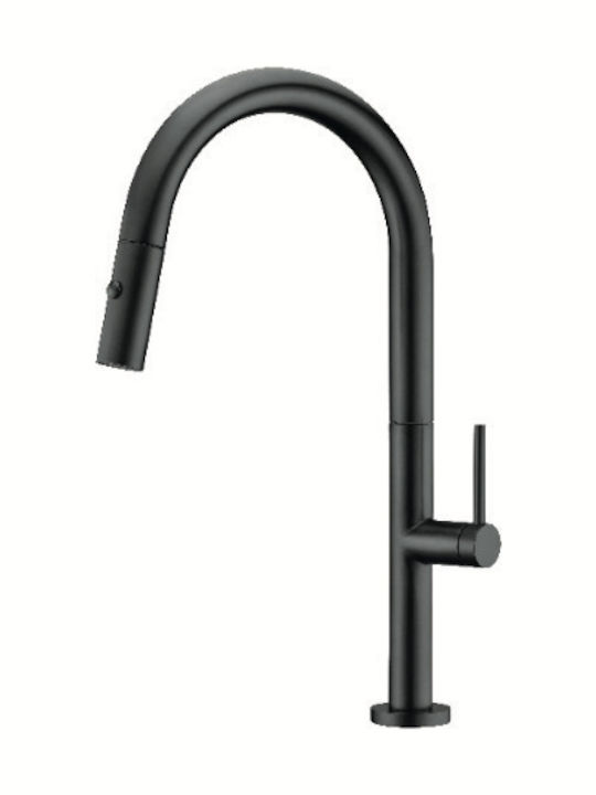 Imex Samoa Tall Kitchen Counter Faucet with Detachable Shower Black