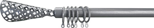 Kipper Ausziehbares Metallisches Vorhangstangen Cone Einzeln Φ25mm 120-210cm Grau Silber