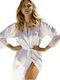 Dkaren Women's Satin Robe White Clarisse 130754