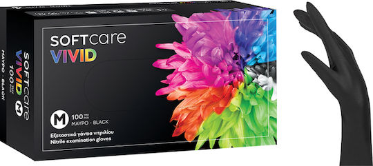 Soft Care Vivid Γάντια Νιτριλίου Χωρίς Πούδρα σε Μαύρο Χρώμα 1000τμχ