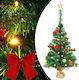 Χριστουγεννιάτικο Δέντρο Πράσινο Στολισμένο 64εκ με Μεταλλική Βάση και Φωτισμό LED