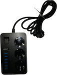 Andowl 3-Outlet Power Strip with USB 2m Black