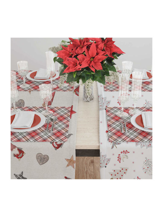 Borea Christmas Tablecloth Runner Fabric Red L140xW140cm.