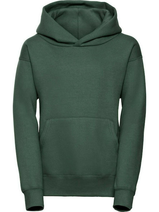 Kinder-Sweatshirt mit Kapuze und Taschen Grün R-575B-0