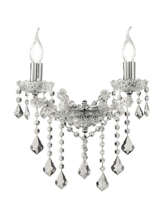 Ondaluce Damasco Classic Lamp Wall with Socket E14 Silver 40x30cm