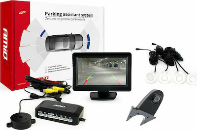 AMiO Σύστημα Παρκαρίσματος Αυτοκινήτου με Κάμερα / Οθόνη / Buzzer και 4 Αισθητήρες 22mm σε Λευκό Χρώμα