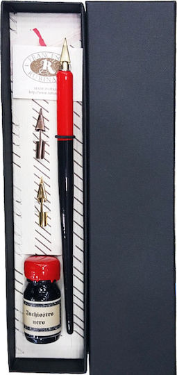 Francesco Rubinato Calligraphy Pen Red with Blue Ink