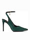 Envie Shoes Suede Pointed Toe Stiletto Green High Heels with Strap