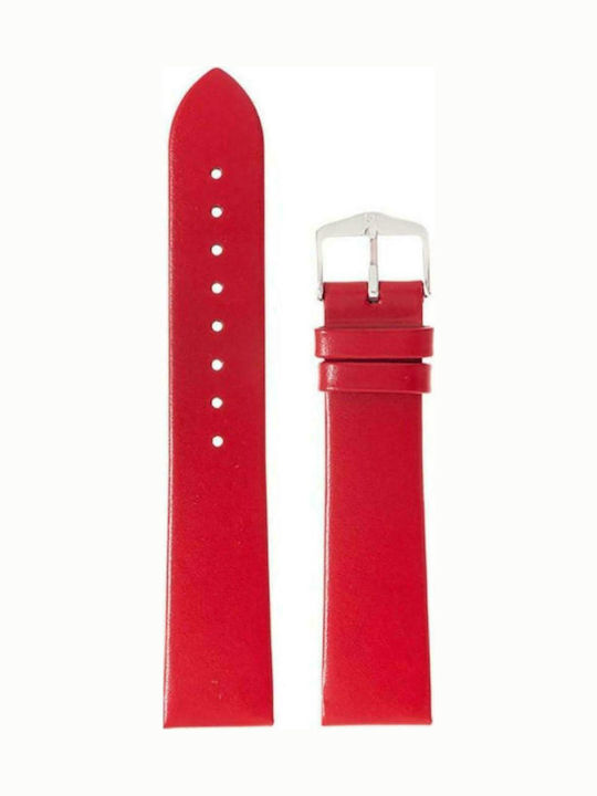 Hirsch Toronto Long Δερμάτινο Λουράκι Κόκκινο 18mm