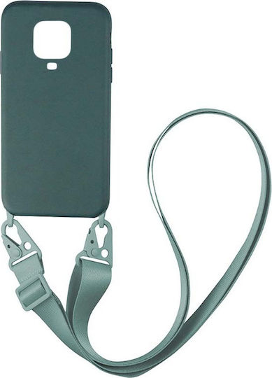 Sonique Carryhang Liquid Strap Umschlag Rückseite Silikon 0.5mm mit Band Dark Green (Redmi Note 9S / 9 Pro / 9 Pro Max)