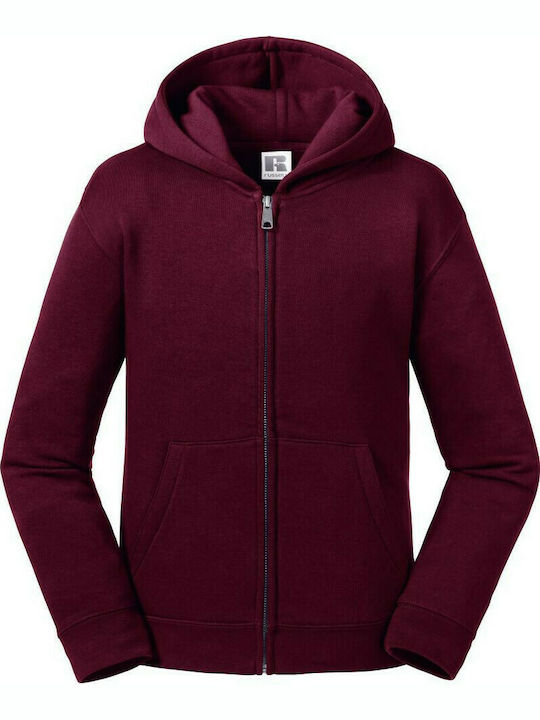 Russell Athletic Cardigan pentru copii din material frotirat cu glugă Burgundy R-266B