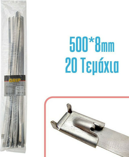 Grip Cable Ties Plastic 500mm x 8mm in Silver Colour (20 pcs) (1021.109)