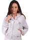 Kirsten Cropped Women's Sweatshirt Jacket Velvet Hooded Gray