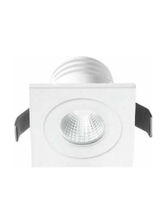 Gea Luce Alya Square Metallic Recessed Spot with Integrated LED and Warm White Light White 5x5cm. 1pcs