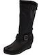 Leather Women's Boots with Zipper Black