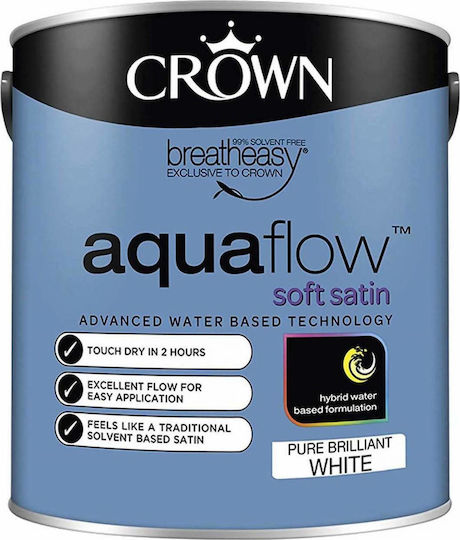 Crown Ριπολίνη Διαλύτου Aquaflow 0.75lt Λευκό Σατινέ