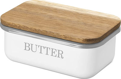 Navaris Metallic Butter Dish White 560ml