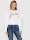 Guess Cropped Hanorac pentru Femei Alb