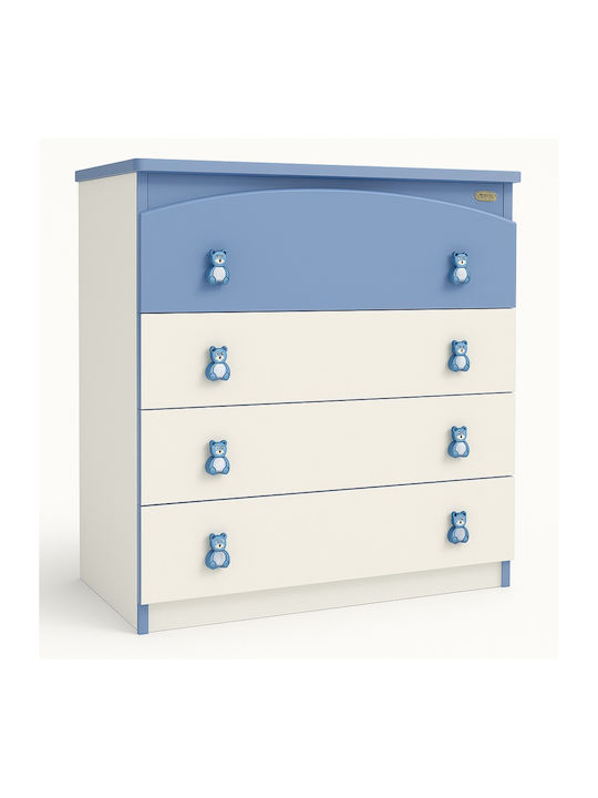 Premium Baby Dresser with 4 Drawers White Blue 80x50x88cm